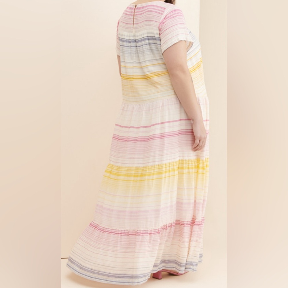 Anthropologie Women's Striped Merida Tiered Maxi Pocket Dress - Picture 8 of 8